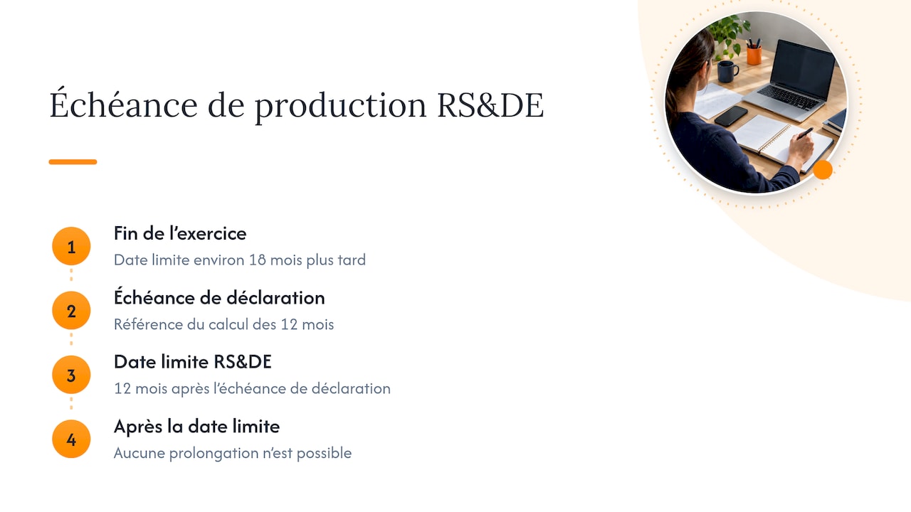 Chronologie des échéances de production RSDE